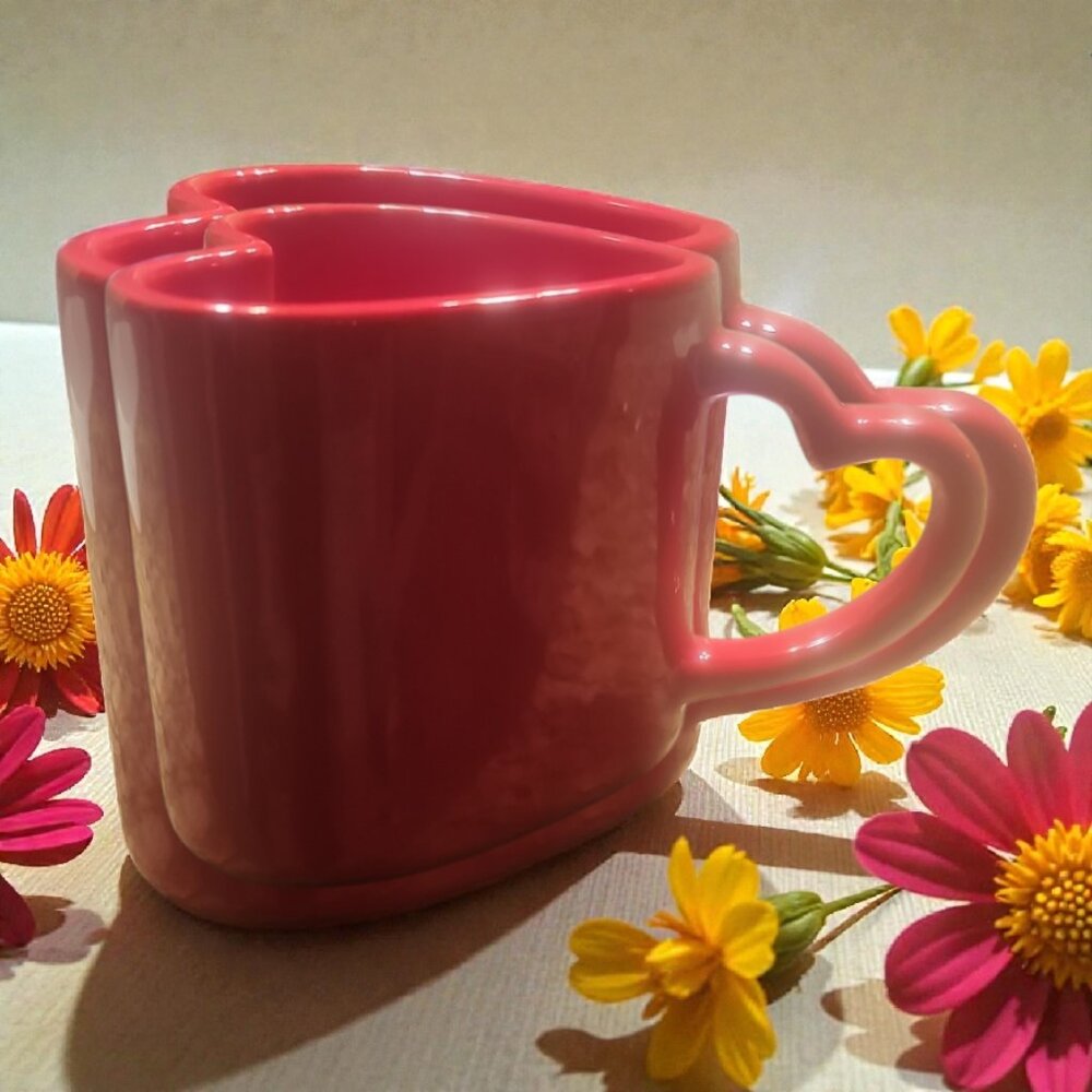 Red Heart-Handle Ceramic Mug — Product Features